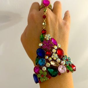 Bracelet ring bright funky 1 piece adjustable ring size colorful fashion ring